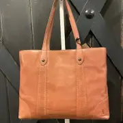 Frye Melissa Shopper Shoulder Tote Pink Taupe Italian Leather Purse Handbag NWT