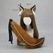 NEW Cute Fox Ear Headband Fluffy Long Tail Faux Fur Animal Cosplay Costume Props