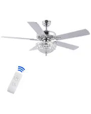 JONATHAN Y Mandy 52in 3-Light Glam Crystal Dome Shade LED Ceiling Fan With Remote
