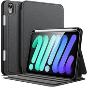 JETech Case for iPad Mini (A17 Pro, 2024 Model, 7th) / Mini 6 (2021 Model, 6th) with Pencil Holder, Slim Folio Stand Protective Tablet Cover, Multi-Angle Viewing (Black)
