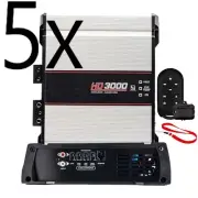 5x HD 3000 2 Ohms 3000W Class D Mono Amplifier + 5x TLC3000 Black