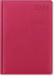 Letts of London Verona A5 Day to a Page with Appointments and Planners 2024 Diary, Pink
