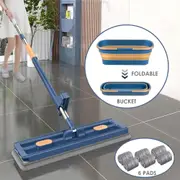 42CM Mop Head 360° Rotating Wet Cleaning Magic Self Wringing Mop + Foldable Bucket