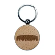Painter's Brush Mustache Moustache Silhouette Engraved Wood Round Keychain