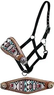Showman Navajo Diamond Print Leather Bronc Halter