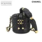 CHANEL Matlasse Mini Drawstring Chain Shoulder Bag Leather Black AP2330 902634