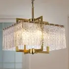 KINGTORO 16" Dining Room Light Fixture Square Adjustable Chain Length 4-Light...