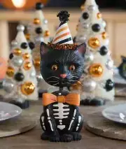Bethany Lowe Halloween Sourpuss Black Cat Bobble Head New 2024-11''H