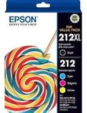 Genuine Epson 212XL Black + 212 Colour Ink Cartridge Value Pack