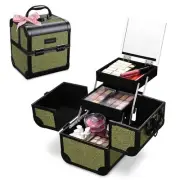 Byootique Makeup Train Case Cosmetic Organizer w/ Mirror Artist Rococo Moss