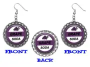 1 Pair of Grape Soda Double Sided Flat Bottle Cap Earrings