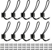 Rustic Entryway Hooks | 10 Pack of Black Wall Mounted Vintage Double Coat Hanger