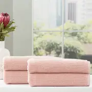 4pc Renee Taylor Cobblestone Bath Sheet/Towel 160cm Cotton Ribbed 650 GSM Blush