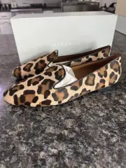 Margaux Black Leopard Suede Classic Loafers New Size 43N. US 12 NWB