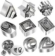 Mini shaped biscuit cutters Sets 24pcs Metal Dough Cutters Flower Star Heart Round Geometric Shapes Cutters for Kids Use for Cookies,Biscuit,Pastry Dough,Pie Crust,Fruits Fondant Homemade Baking