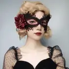 Props Floral Masquerade Eye Mask Half Face Mask Blindfold With Flower Mash