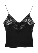 Saint Laurent Lace-trimmed Silk Camisole - Black - 10 10