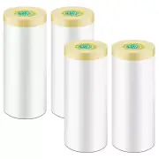 Painters Plastic with Tape, 4 Rolls Pre-Taped Masking Paper for Painting 8.9Ft X