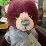 Charlie Bears Rummy Teddy Bear Burgundy Plumo. Gorgeously Soft New