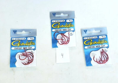GAMAKATSU HOOKS LOT, 3 PACKS - 4/0 - F W G Hooks, Red - Saltwater - Tackle