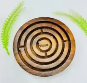 Nautical Brown Wooden Labyrinth Round Board Game Ball Maze Puzzle Toy Wooden Gam