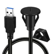 USB C 3.0 Panel Mount Extension Cable with Waterproof Cover for Outdoor Use