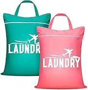 Fiodrimy 2 Pcs Large Travel Laundry Bag Washable Waterproof Wet
