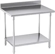 SOGA Commercial Catering Kitchen Stainless Steel Prep Work Bench Table with Back-Splash 100 * 70 * 85cm