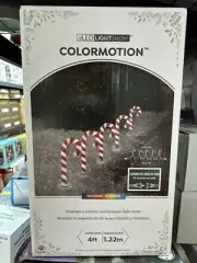 Set 5 Gemmy Lightshow Color Motion Candy Cane Pathway Lights w/stakes NIB