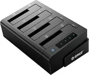 ORICO USB 3.0 to SATA offline clone hard drive docking station, 4 slot hard drive enclosure for 2.5 and 3.5 inch SATA HDD/SSD up to 4 x 16 TB with 12 V 6.5 A power supply