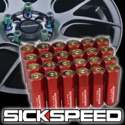SICKSPEED 24 PC RED/24K GOLD CAPS ALUMINUM LUG NUTS FOR WHEELS 12X1.5 L18