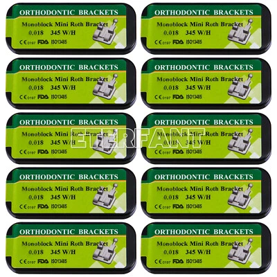 10xETERFANT Dental Orthodontic Bracket Brace MIM Monoblock Mini Roth018 345Hooks