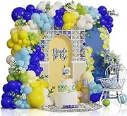 Lemon Theme Party Decoration, 207pcs Royal Blue Lemon Yellow Balloon Arch Kit, Summer Birthday Wedding Balloon Garland,Italian Amalfi Coast Blue Tiles Lemon Main Squeeze Bridal Shower balloon Backdrop