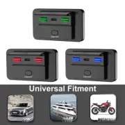 New 12/24V QC3.0 PD USB Port Car Fast Charger Socket Power Outlet Panel Mount.