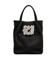 Roger Vivier Drape Pocket Bouquet Buckle Embellished Micro Tote Bag One size black