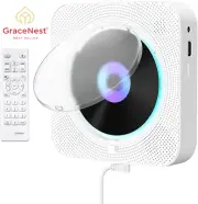 Portable Bluetooth CD Player Wall Mountable with HiFi Speakers FM Radio Remote