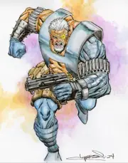 Cable X-men Marvel original art by Aaron Lopresti