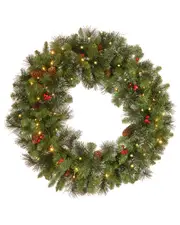 National Tree Company 30in Crestwood Spruce Wreath With Twinkly Led Lights