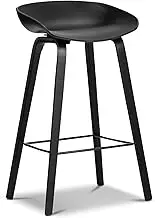 Replica Hay Bar Scandinavian Solid Bentwood Steel Frame Bar Stool 2 Piece, Black