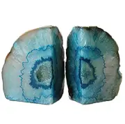 AMOYSTONE Geode Bookends Heavy Duty Agate Large Stone Bookend Decorative Crys...