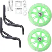 KOMBIUDA 2Pcs Flashing Auxiliary Wheels for Bikes Mute Safety Training Wheels with Bracket Green Sturdy Enhances Balance and Confidence