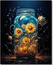 TFIAVSIN DIY Paint by Number, Sunflowers in A Glass Jar Paint by Numbers Kit for Adults, Abstract Adult Paint by Numbers on Canvas Wall Art, Color Paint by Numbers for Adults Beginner, 16x20 Inch