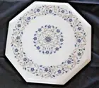 12" marble corner side Table Top semi precious floral Inlay work room home decor