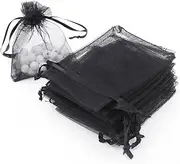 100Pcs 4 X 6 Inch Organza Gift Bags, Mesh Jewelry Bags Drawstring Jewelry Goodies Bags for Wedding Party Gifts Holiday Christmas Valentine's Day Black