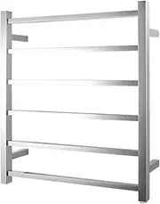 Electric Heated Towel Rack Wall Mounted Towel Rail 6 Bars Square (Chrome)