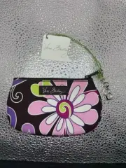 Vera Bradley PURPLE PUNCH CLIP ZIP ID Coin Change Purse Key Case Bag NEW w/Tags