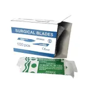 100 Pcs Dental Surgical Sterile Scalpel Blades Carbine Steel Handle 10 Sizes