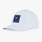 Callaway Rutherford Flexfit Snapback Hat (White/Navy, Adjustable) Golf Cap 2024