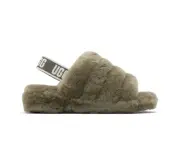 Women's Shoes UGG FLUFF YEAH SLIDE Sheepskin Slipper Sandals BURNT OLIVE Size 6