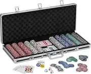 Fat Cat Bling 13.5 Gram Texas Hold 'em Clay Poker Chip Set with Aluminum Case, 500 Striped Dice Chips